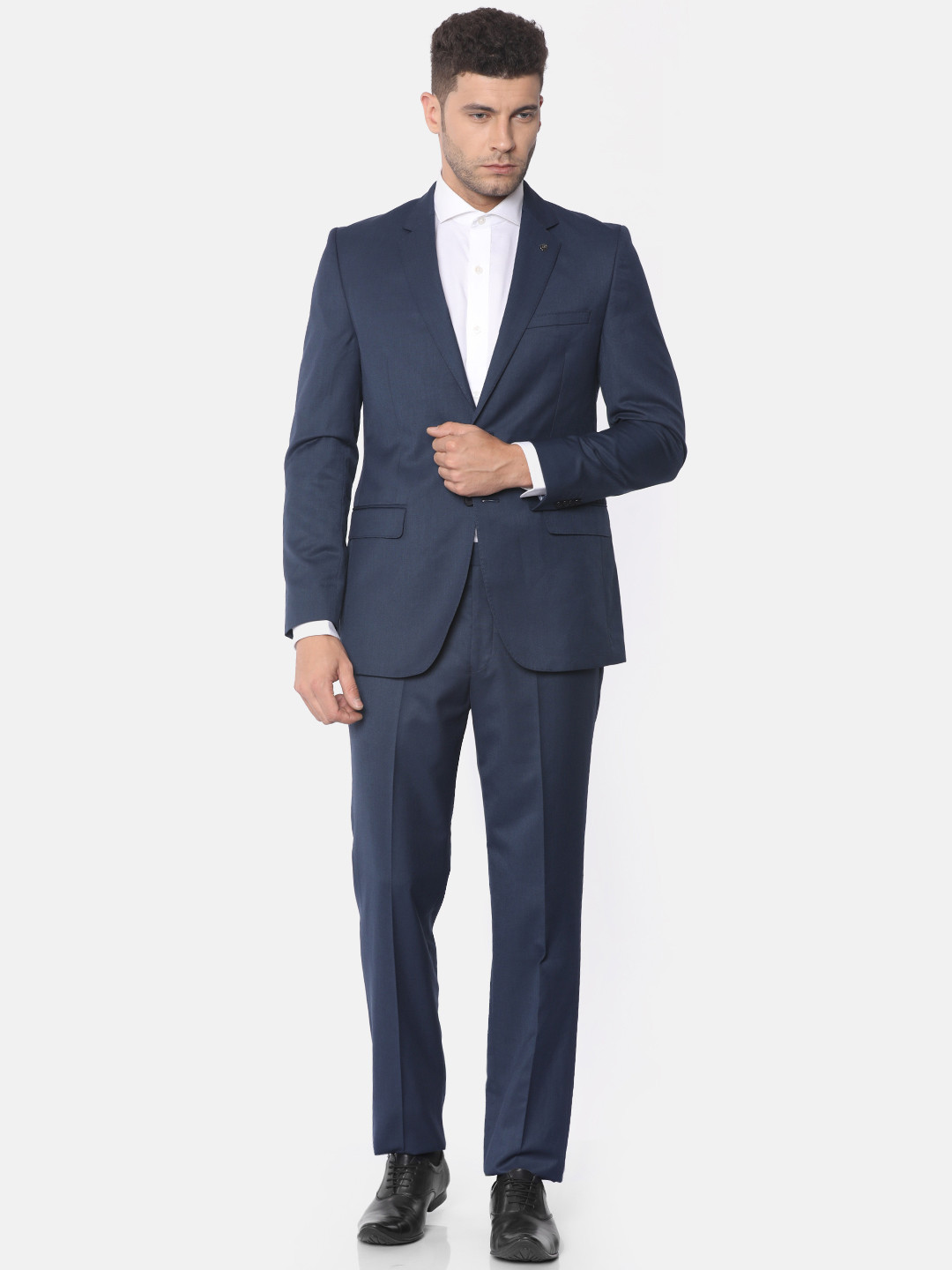 Buy Raymond Men Navy Blue Single Breasted Contemporary Fit Formal Suit