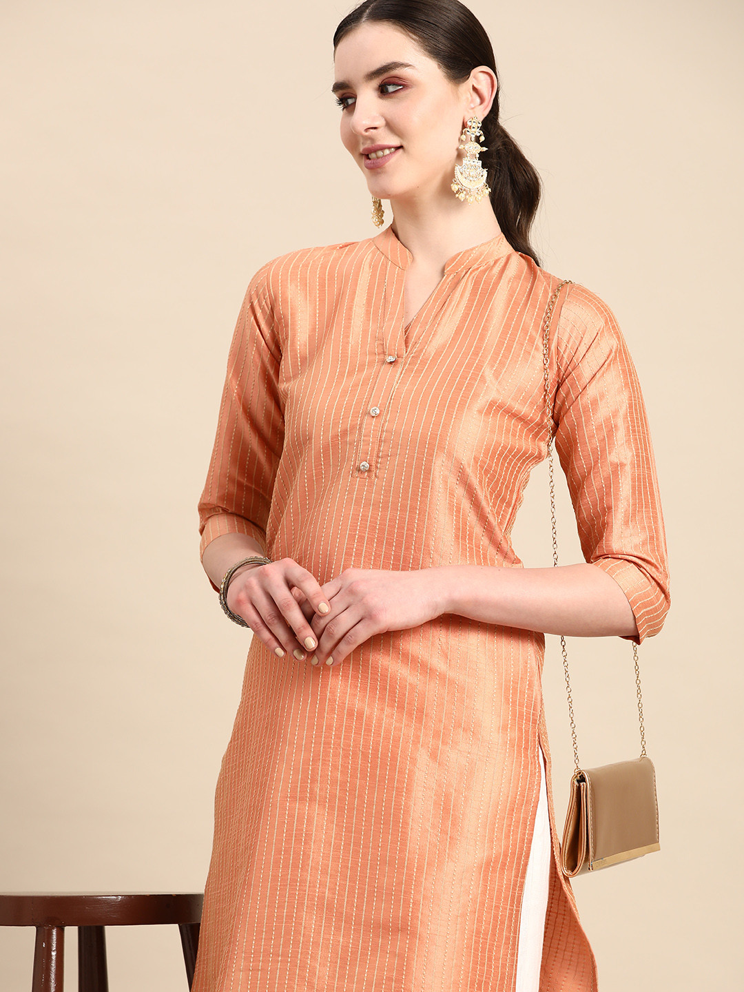 Buy Anouk Striped Embroidered Pastels Kurta Kurtas for Women 21949936