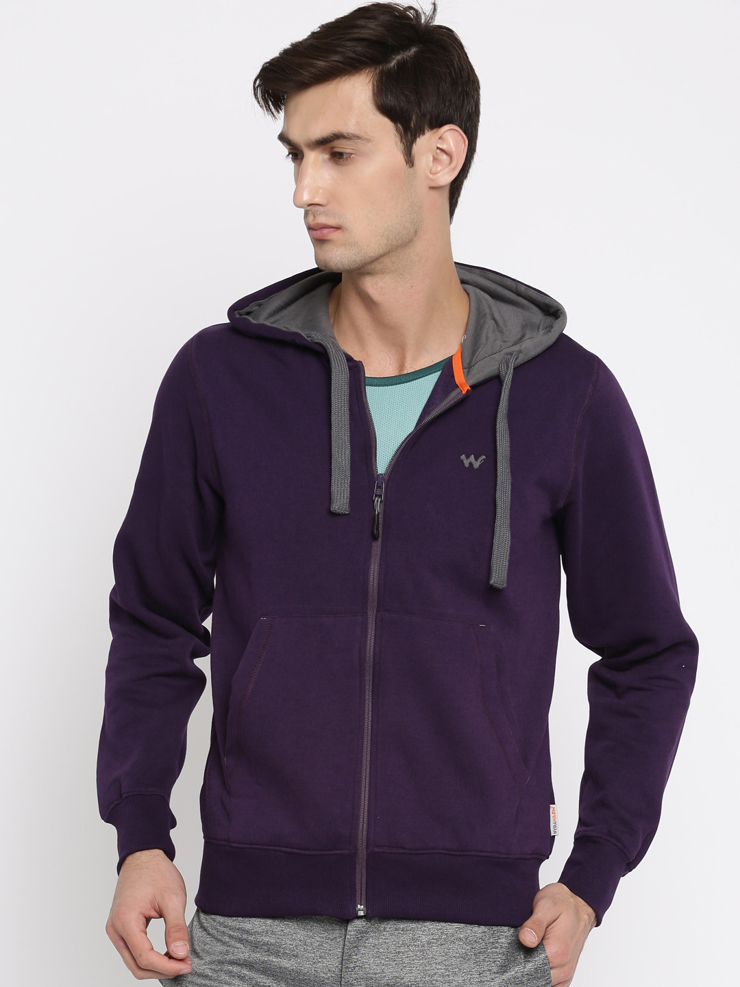 Buy Wildcraft Men Purple Solid Hooded Zip Sweatshirt Sweatshirts for