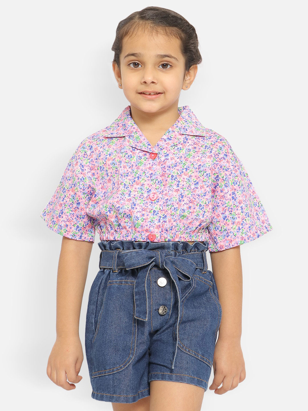 Nautinati Girls' Cotton Unicorn Printed Cropped T-shirt main image 1