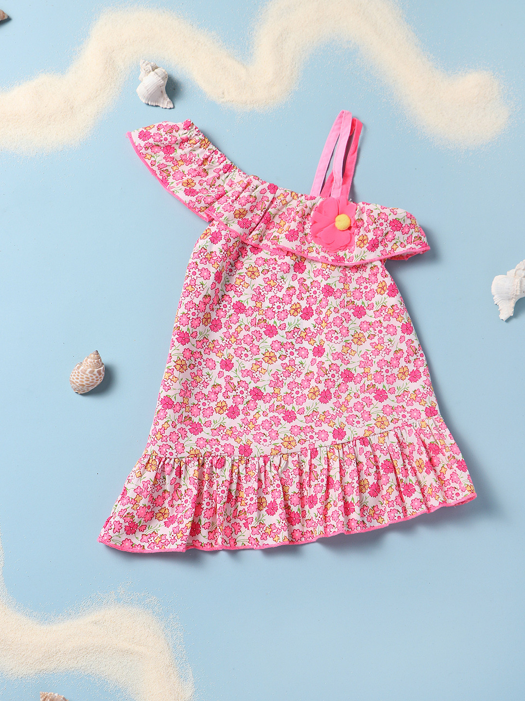 Nautinati Girls' Floral Hem Printed A-line Dress