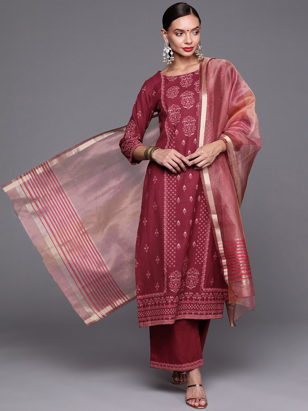 IMTRA FASHION Indiase Dames Bedrukte Kurti Set met Dupatta Rayon Etnische Kledingjurk