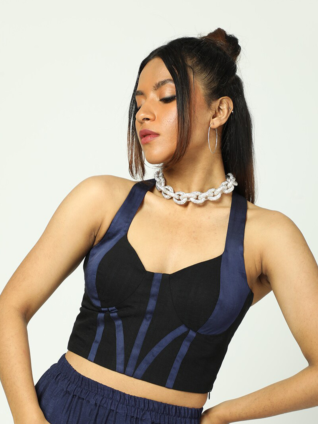 Buy MISSY Satin Sleeveless Styled Back Crop Corset Top Tops for Women