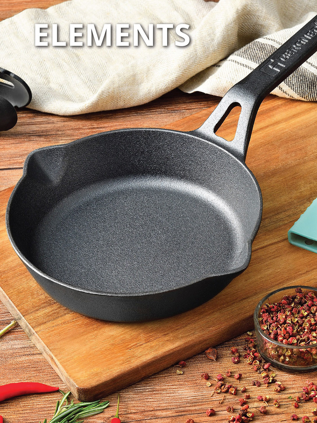 Buy BERGNER Elements Pre Seasoned Cast Iron Frypan With Silicon Handle