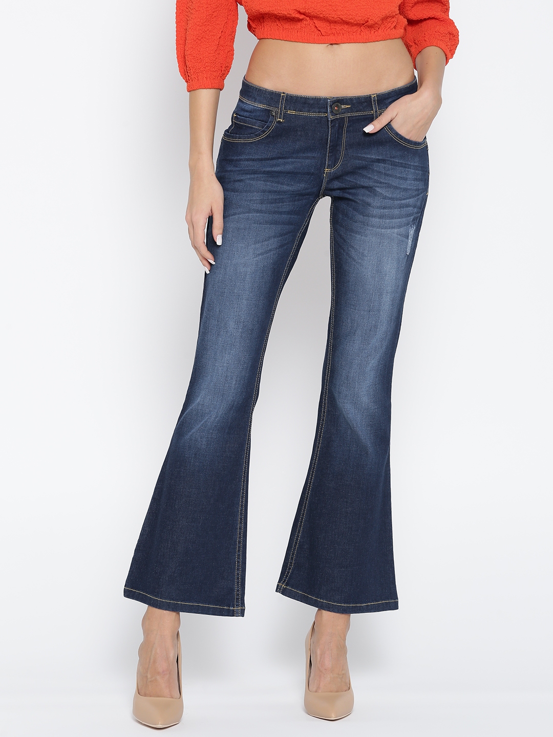 Buy United Colors Of Benetton Women Navy Bootcut Low Distress ...