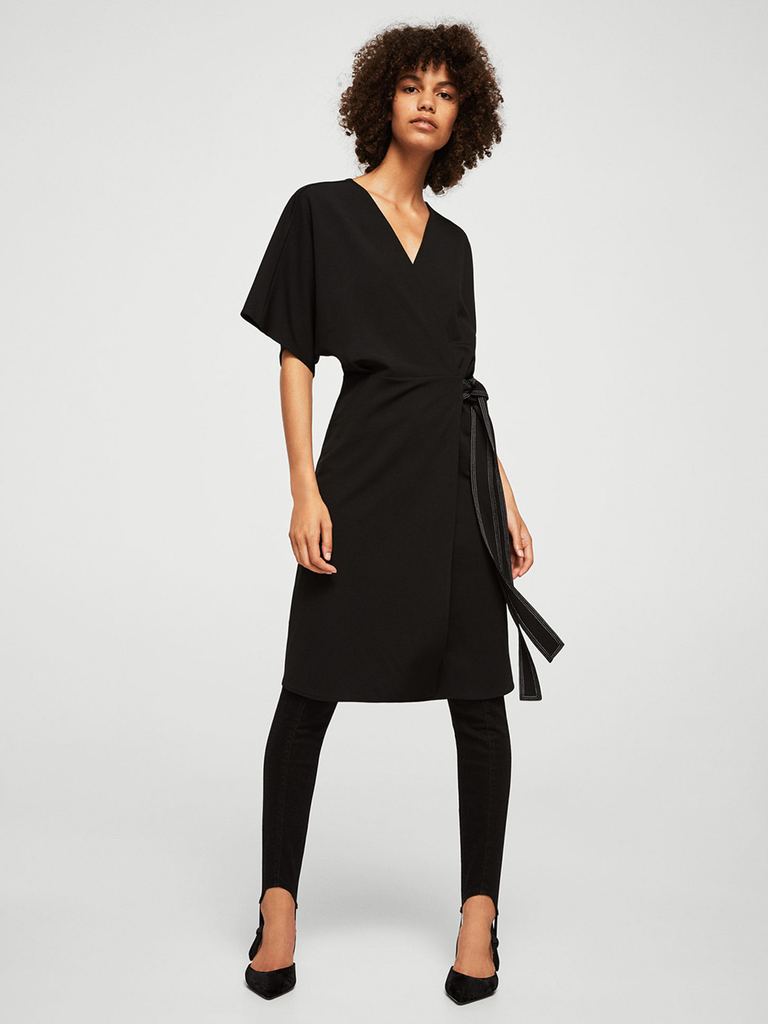 Buy MANGO Women Black Solid Wrap Dress Dresses for Women 2196080 Myntra