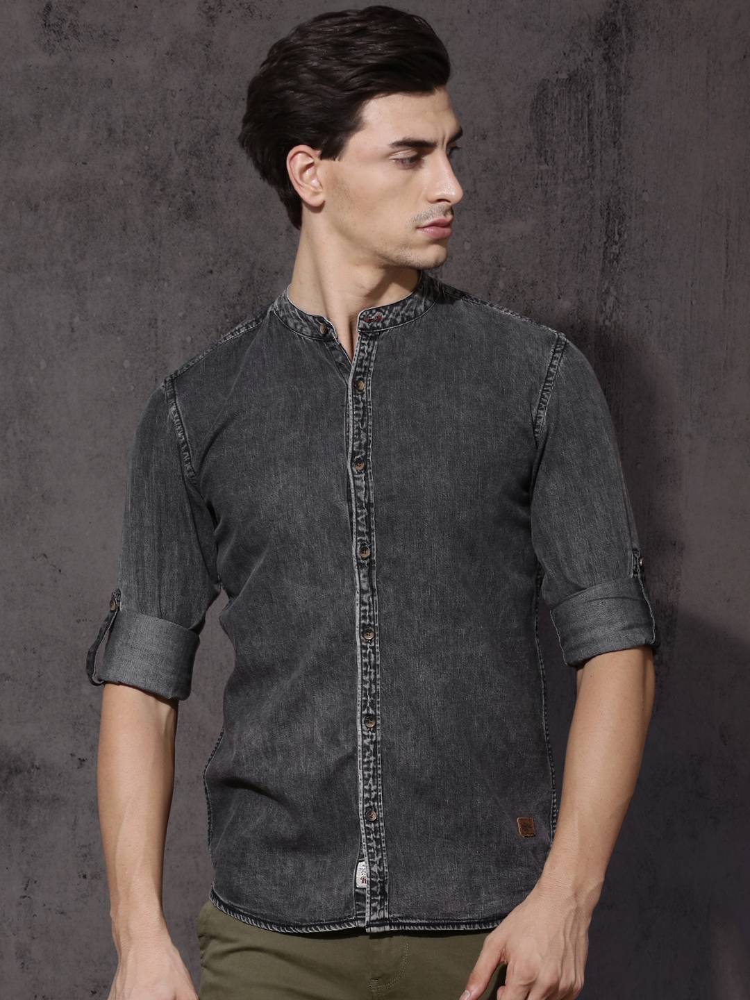 black denim shirt men's