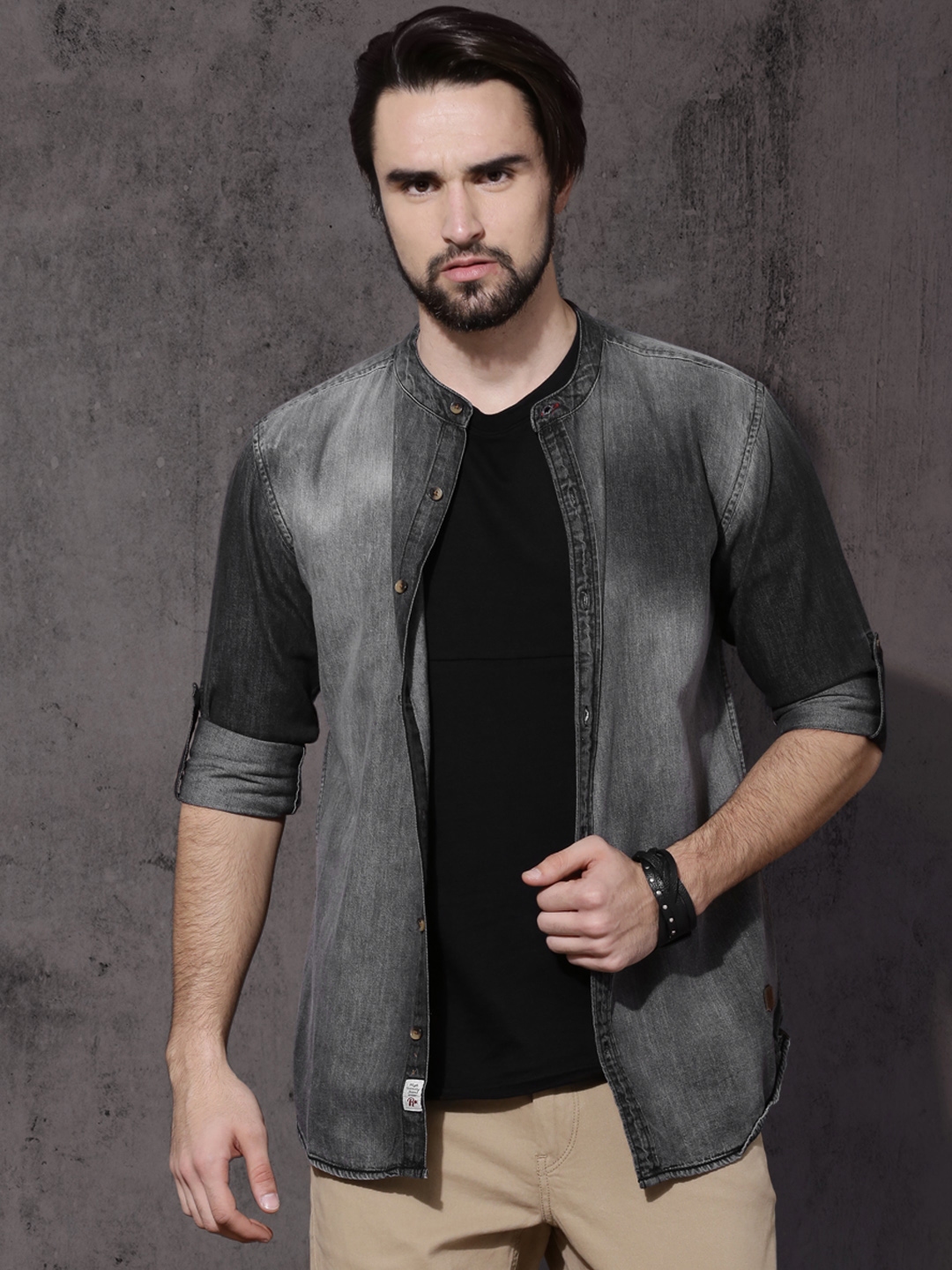 black denim shirt men's