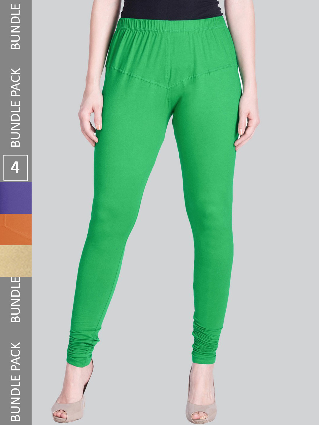 Buy LYRA Women Pack Of 4 Churidar Length Cotton Lycra Leggings