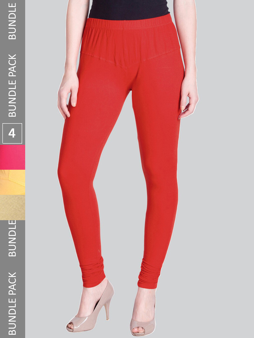 Buy LYRA Women Pack Of 4 Churidar Length Cotton Lycra Leggings
