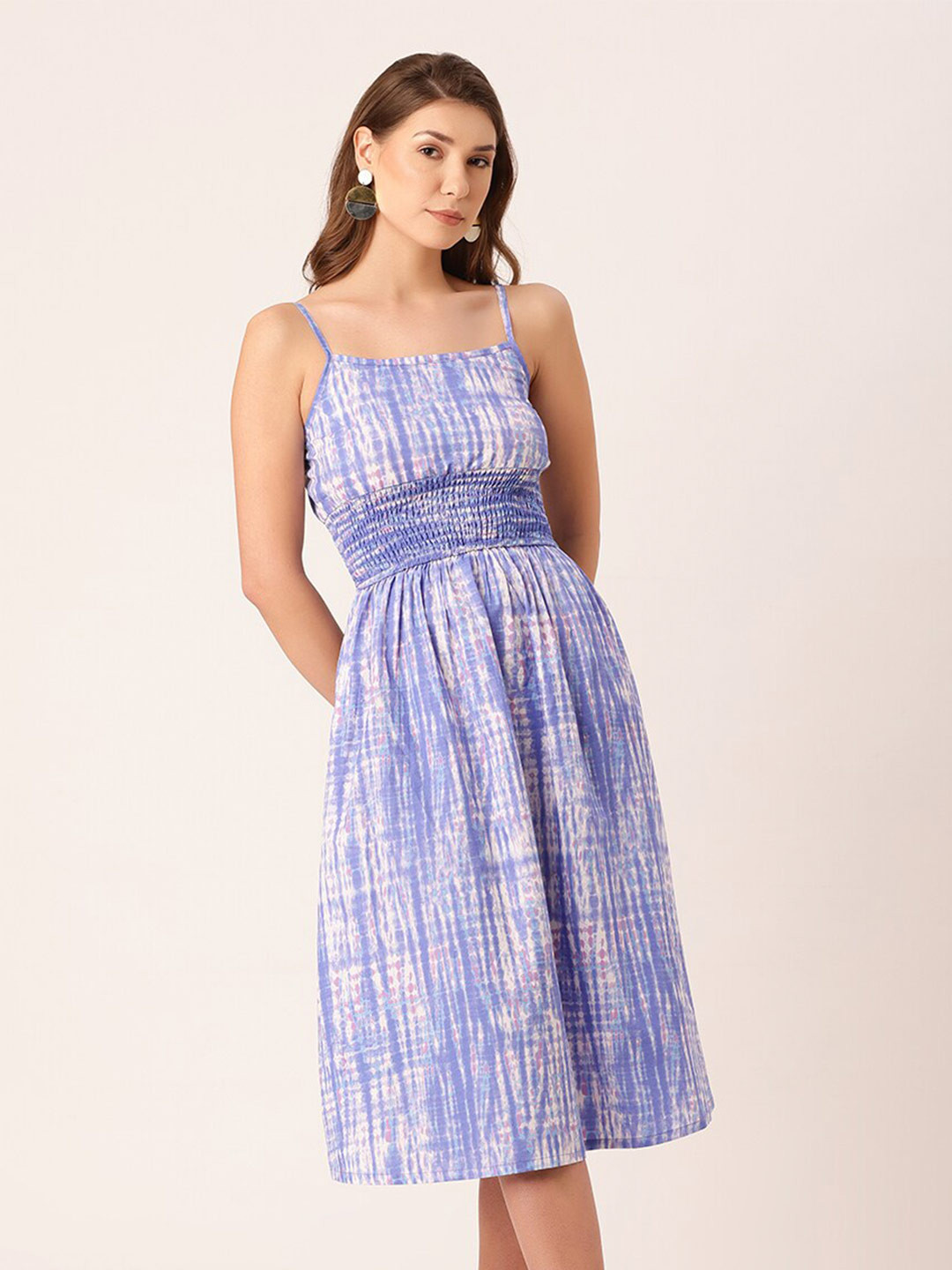 Buy DressBerry Cotton Poplin Striped Shoulder Strap Midi Dress