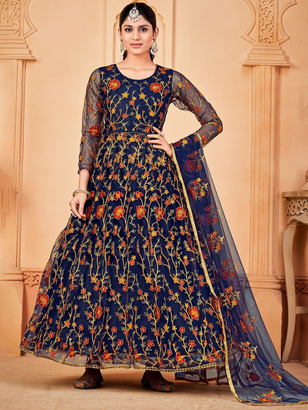 Buy Atsevam Embroidered Semi Stitched Dress Material Dress Material for Women 21963040 Myntra