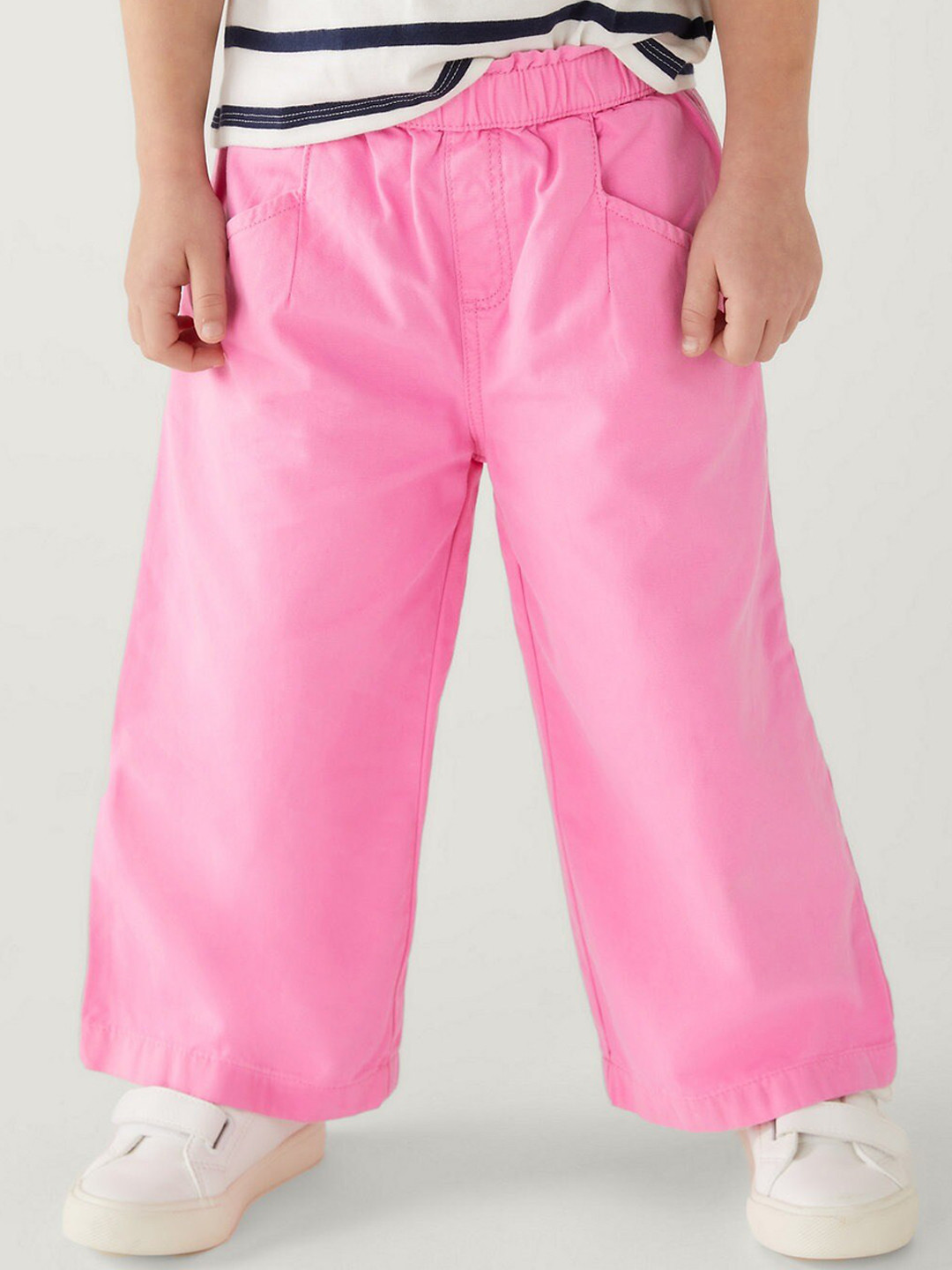 Buy Marks & Spencer Girls Wide Leg High Rise Pure Cotton Jeans Jeans