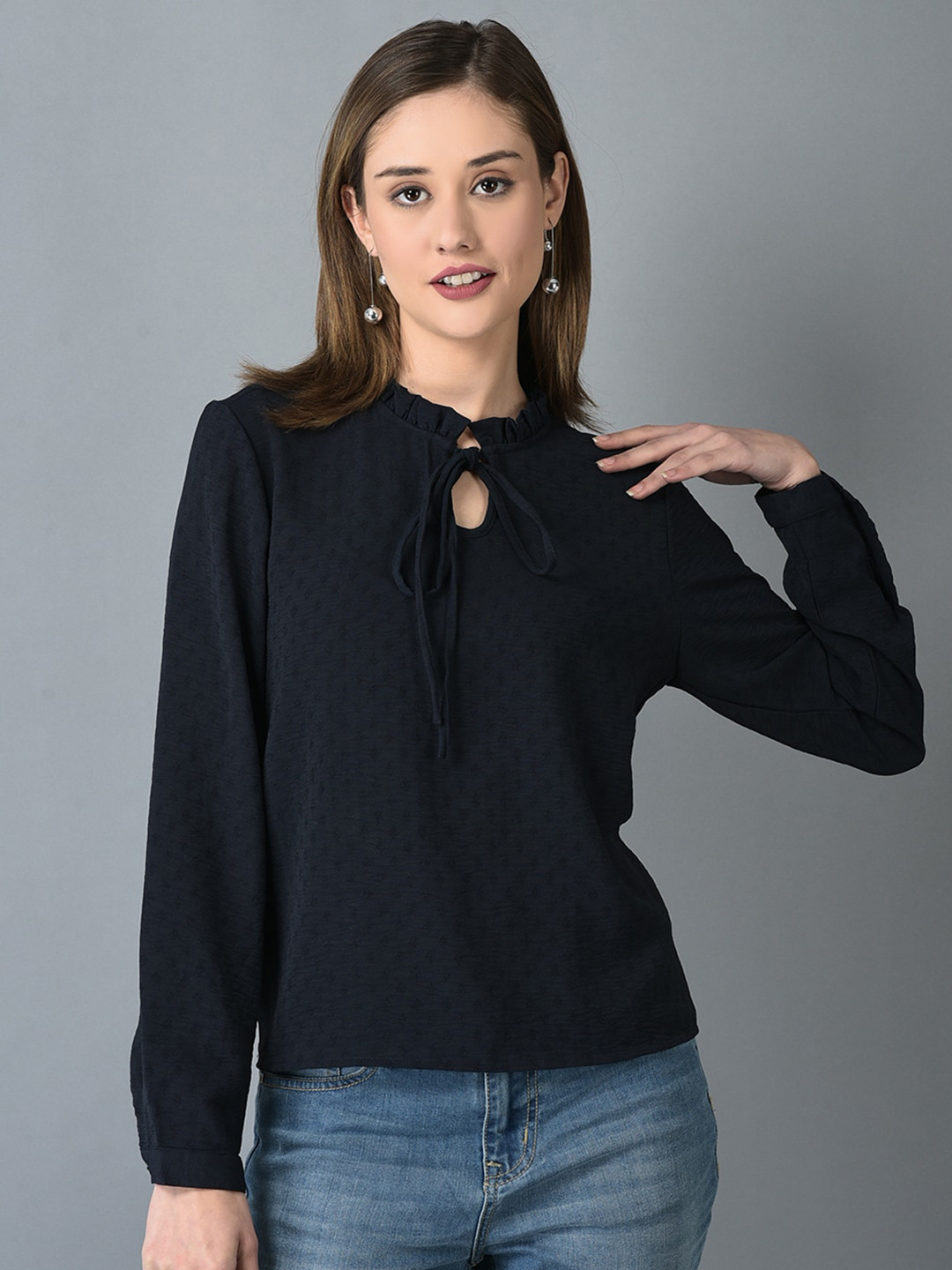 Buy CANOE Tie Up Neck Self Design Top Tops for Women 21967814 Myntra