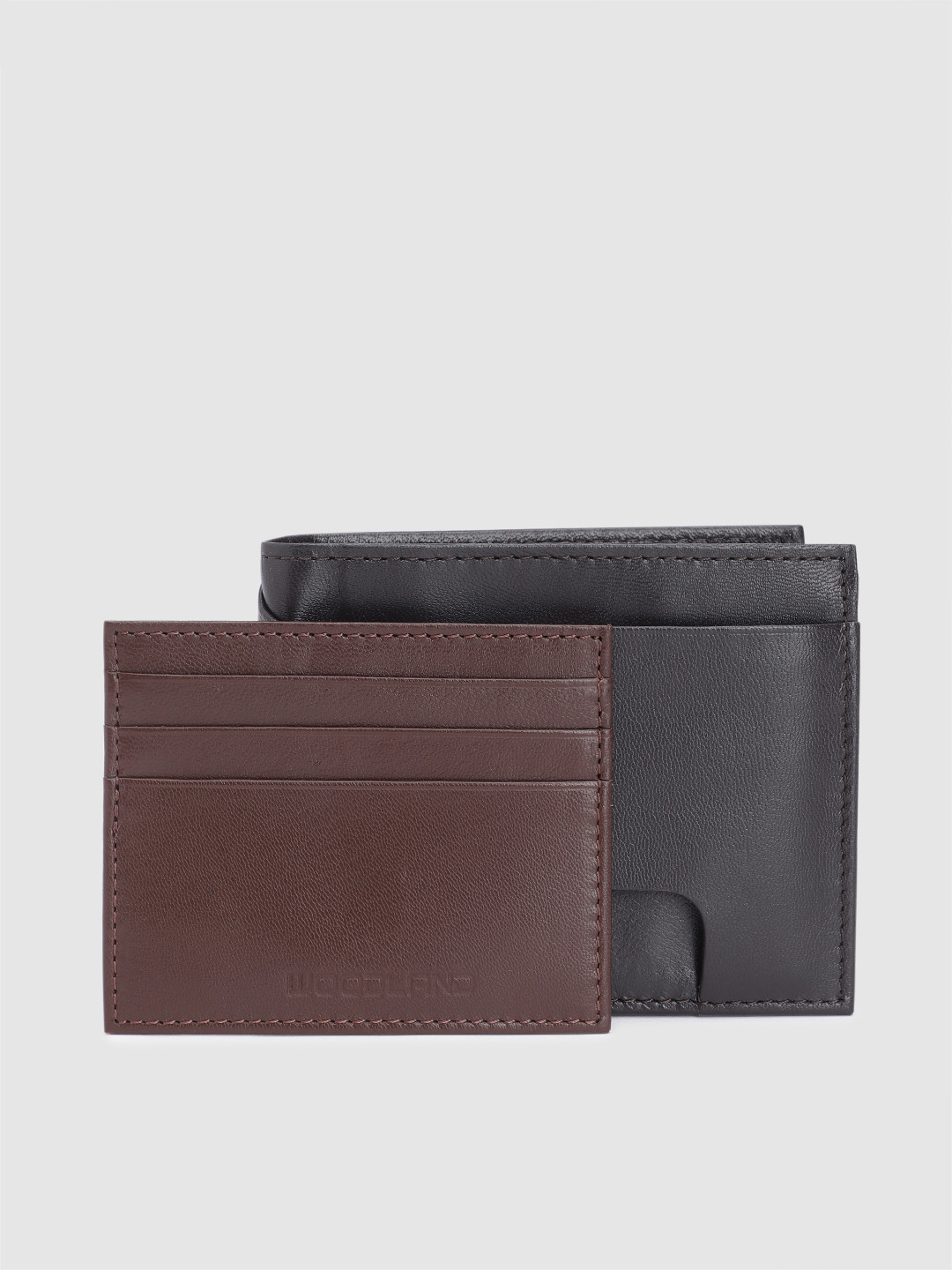 Buy Woodland Men Leather Two Fold Wallet With Detachable Cardholder