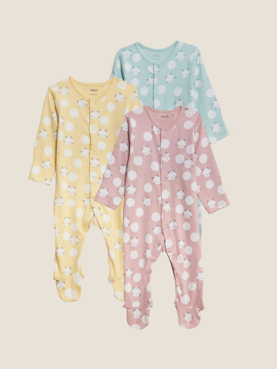 Buy Marks & Spencer Infant Girls Pack Of 3 Printed Sleepsuits