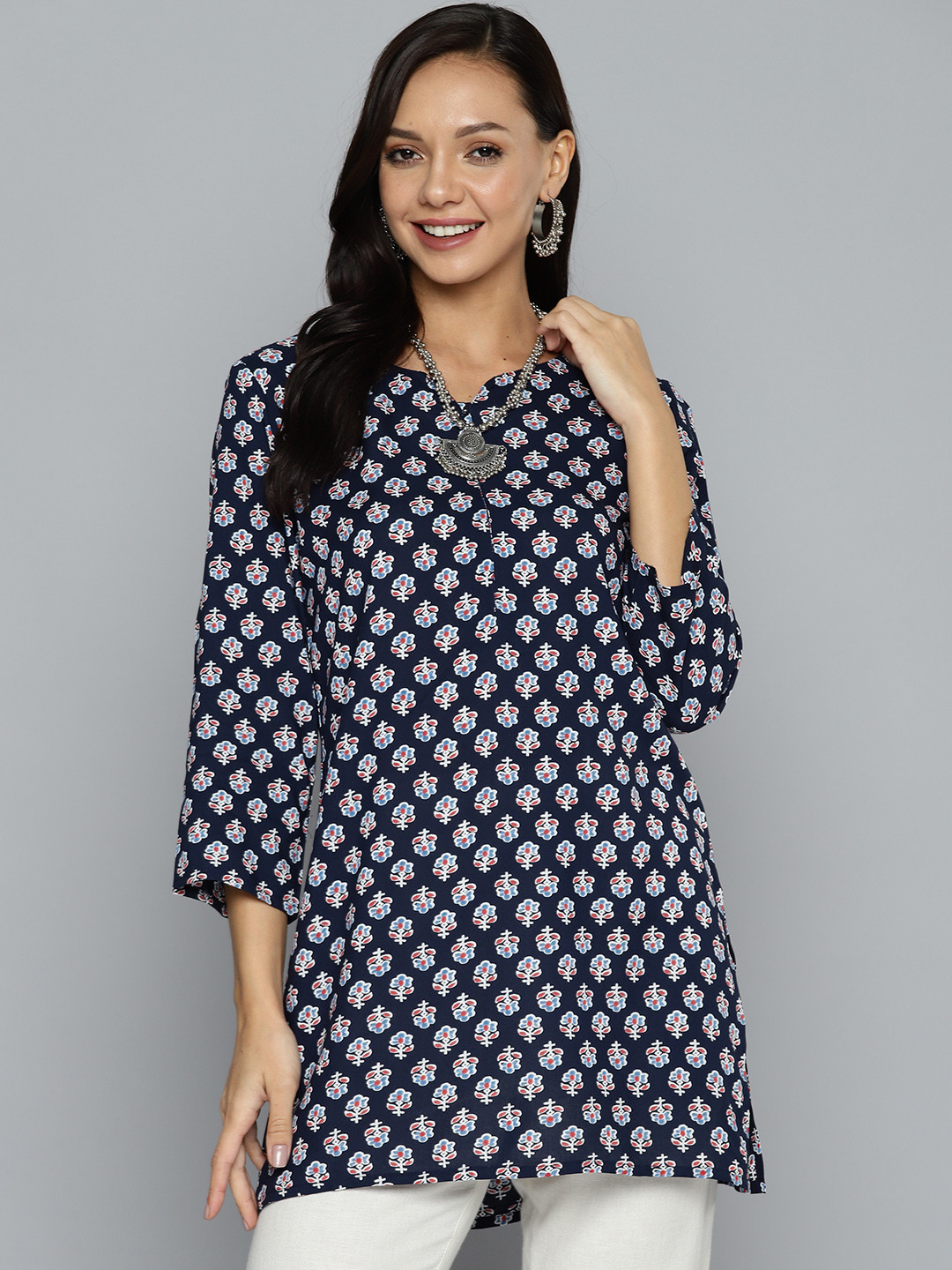 Buy HERE&NOW Ethnic Motifs Printed Straight Kurti Kurtis for Women