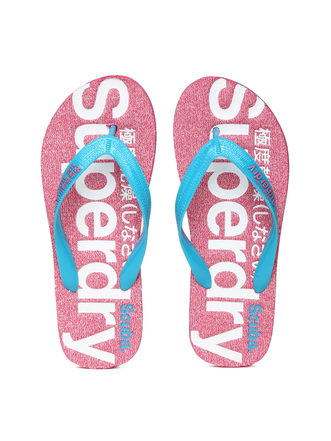 Buy Superdry Women Blue & Pink Printed Thong Flip Flops - Flip Flops for Women 2198390 | Myntra