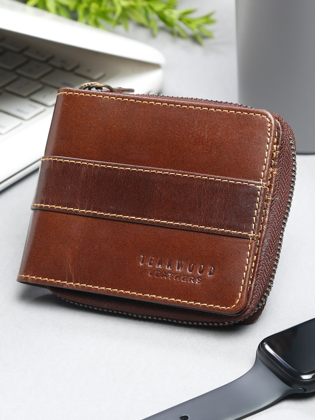Buy Teakwood Leathers Men Leather Zip Around Wallet Wallets for Men