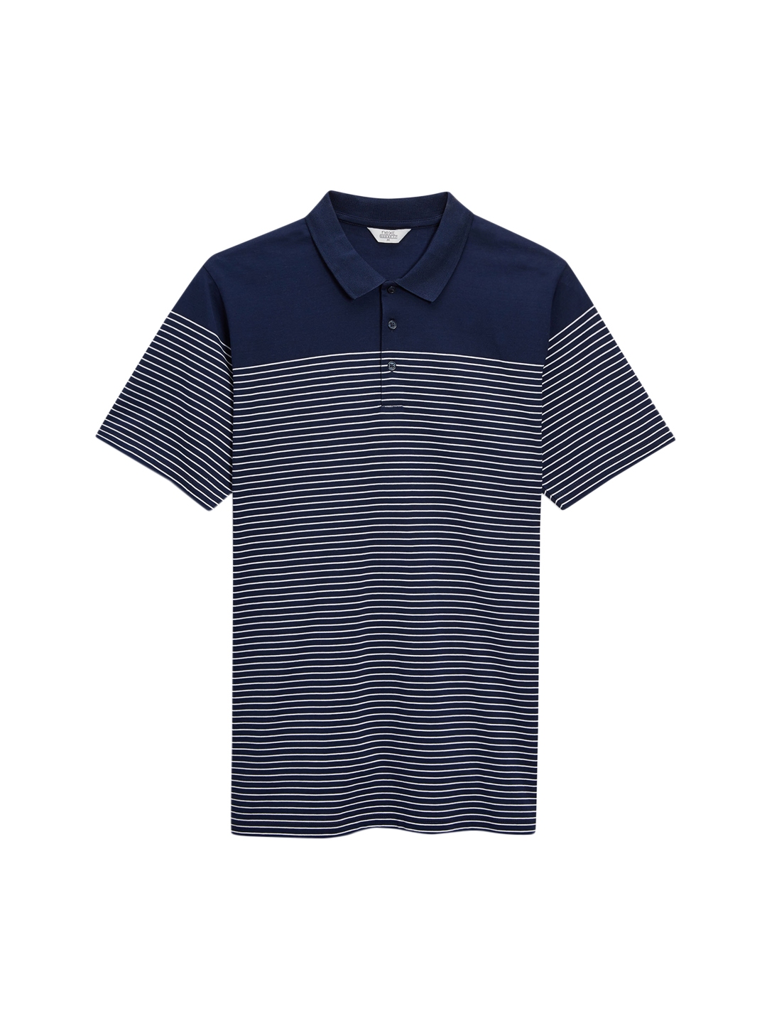 navy blue striped polo
