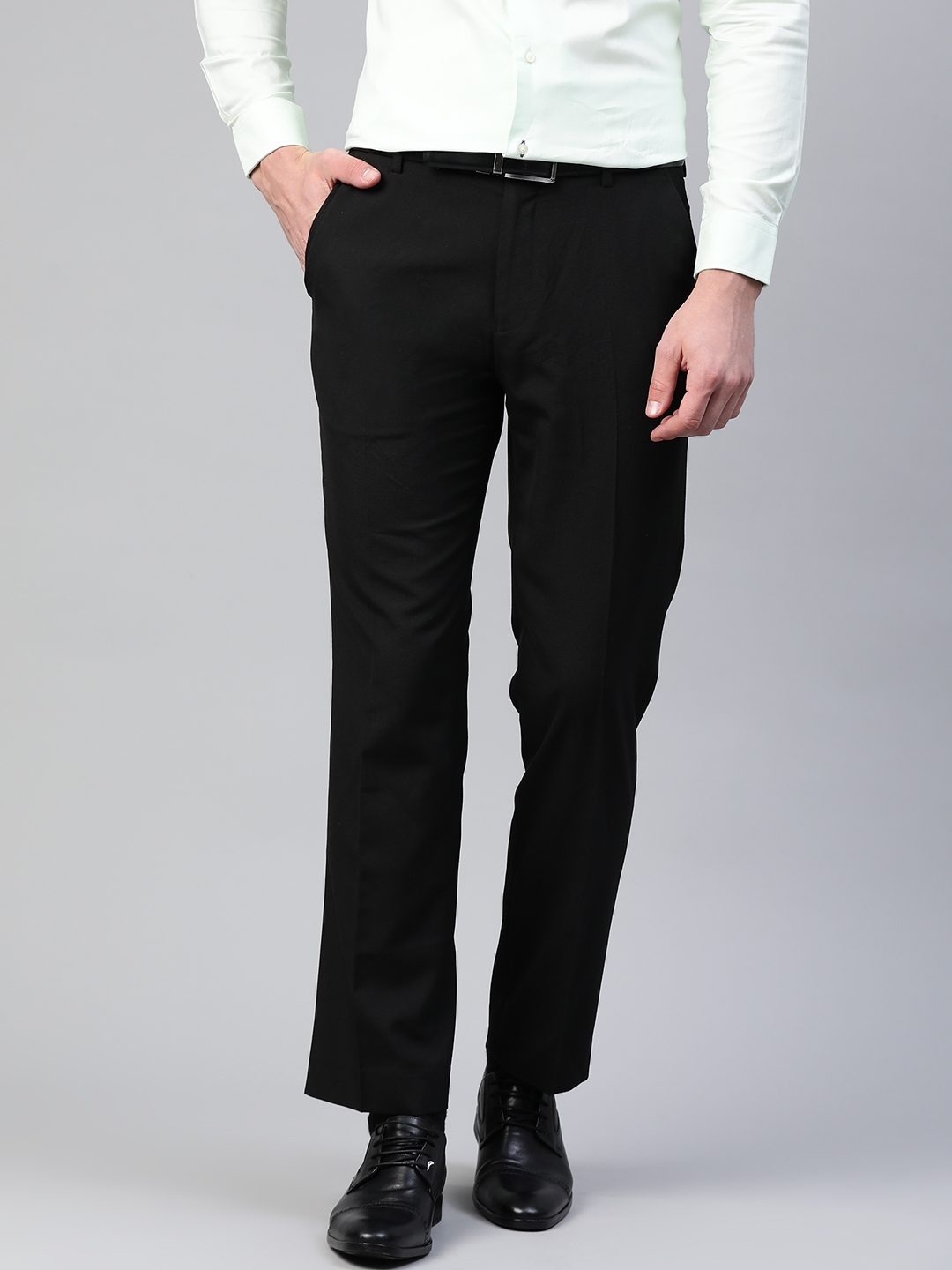 Buy NEXT Men Black Slim Fit Formal Trousers - Trousers for Men 2199081 ...
