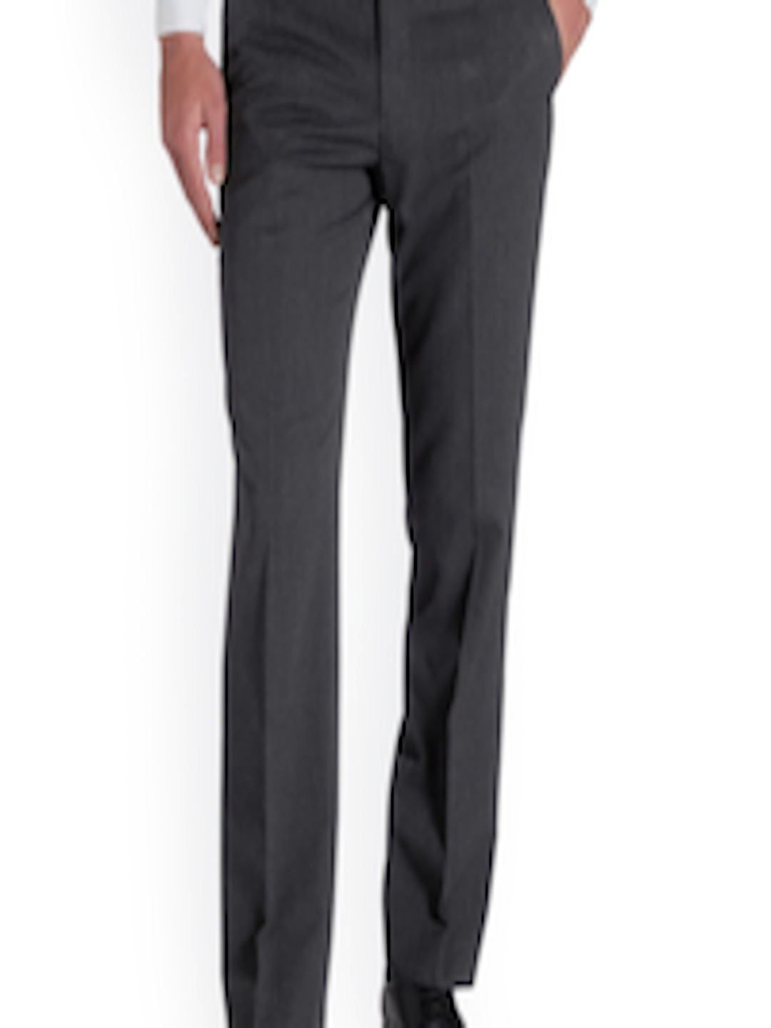 Buy Next Men Charcoal Grey Slim Fit Solid Regular Trousers - Trousers ...