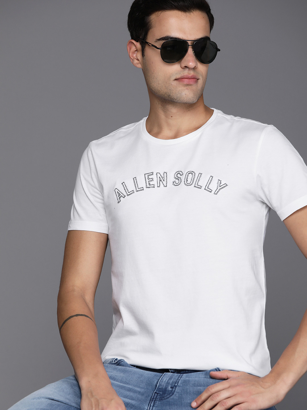 Buy Allen Solly Brand Logo Printed Pure Cotton T Shirt Tshirts for Men 21995634 Myntra