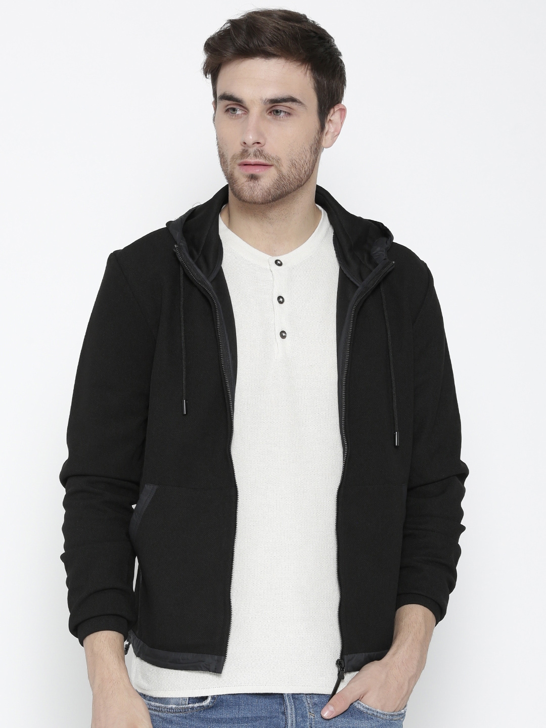 Buy Ed Hardy Men Black Solid Hooded Tailored Jacket - Jackets for Men ...