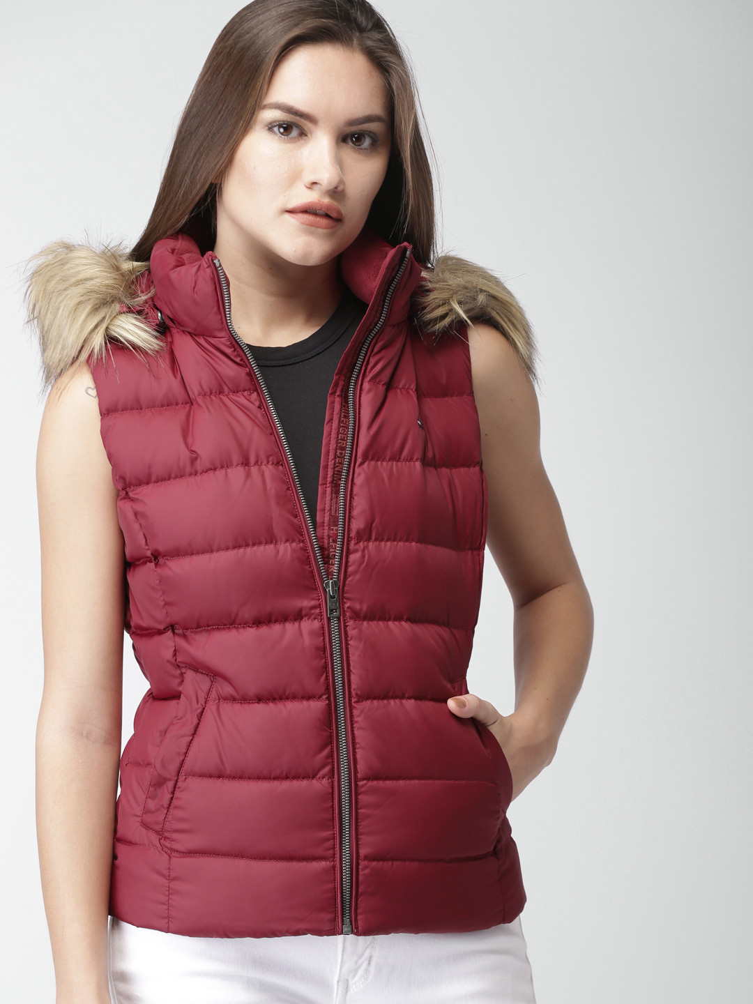 Buy Tommy Hilfiger Women Red Solid Puffer Jacket Jackets for Women