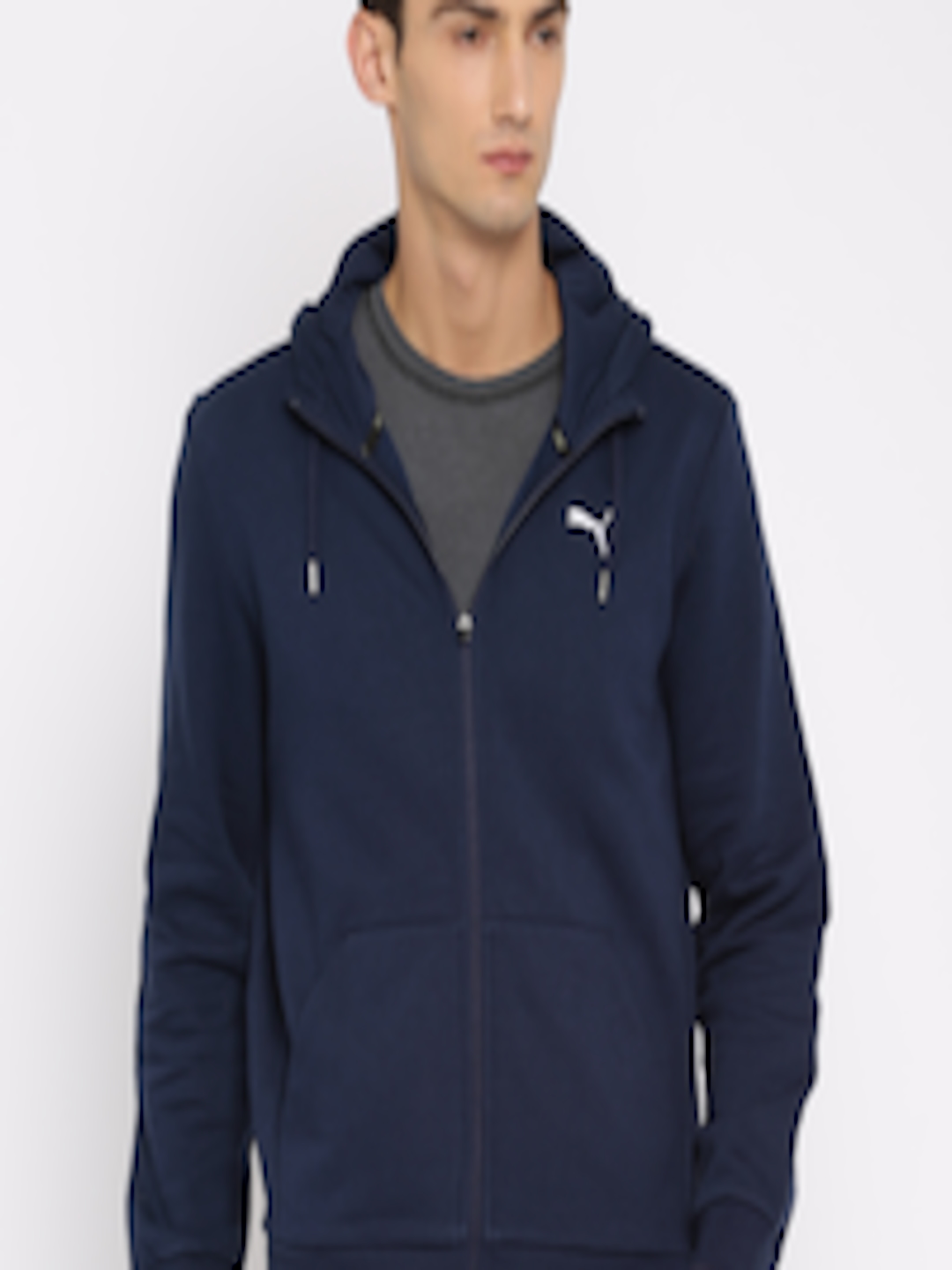 Buy Puma Men Navy Solid Hooded ESS FZ Track Sweatshirt - Sweatshirts ...