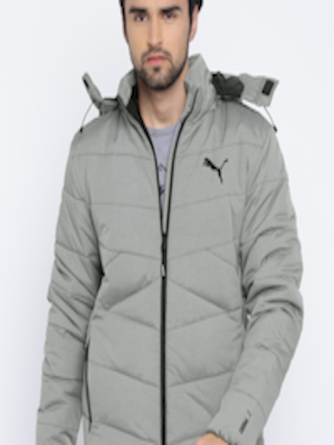 Buy Puma Men Grey Solid NLA Hooded Padded Track Jacket - Jackets for ...