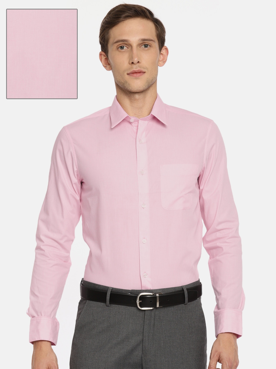 Buy U.S. Polo Assn. Tailored Men Pink Tailored Fit Solid Formal Shirt ...