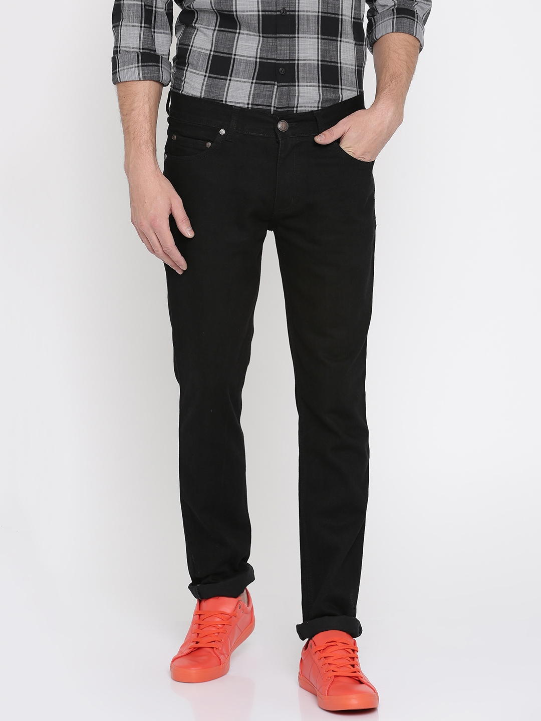 black straight fit jeans mens