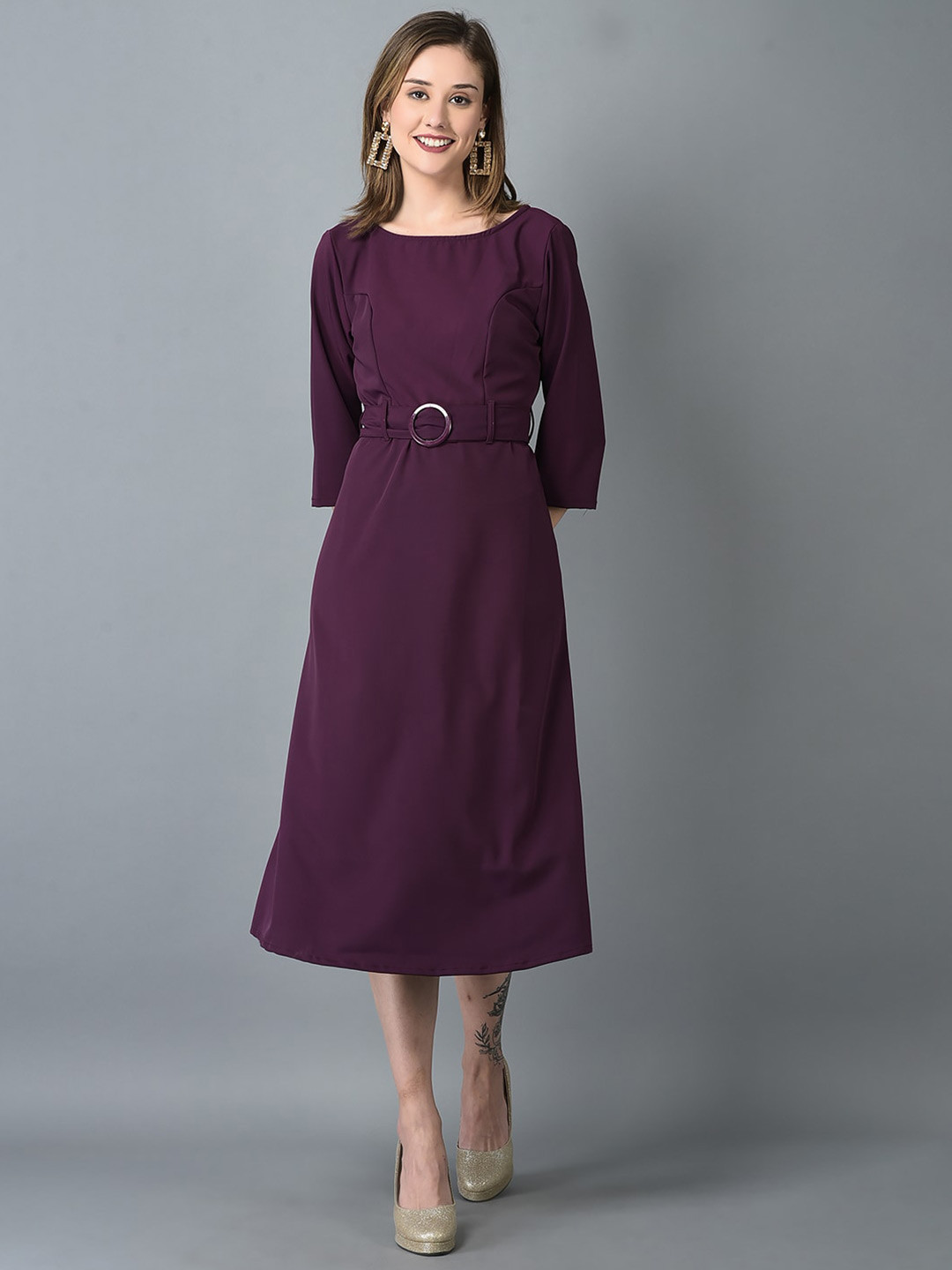 Buy CANOE Boat Neck A Line Midi Dress Dresses for Women 22022080 Myntra