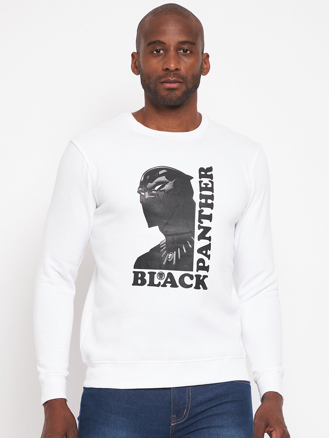 Buy Marvel By Wear Your Mind Round Neck Black Panther Printed Cotton ...