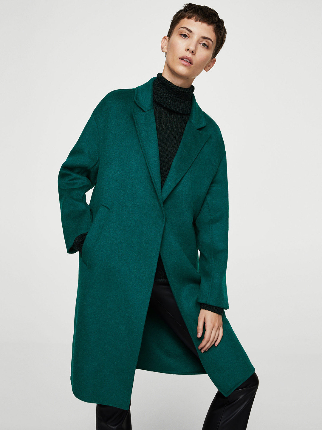 Buy MANGO Green Handmade Longline Coat Coats for Women 2202673 Myntra