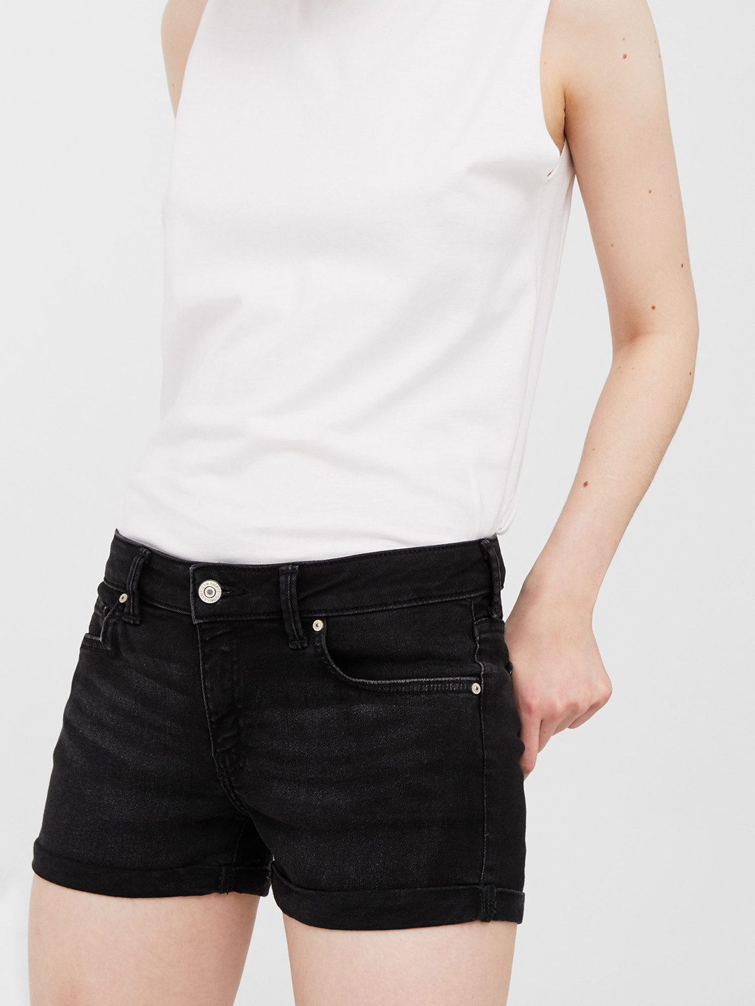 Buy MANGO Women Black Solid Denim Shorts Shorts for Women 2202767