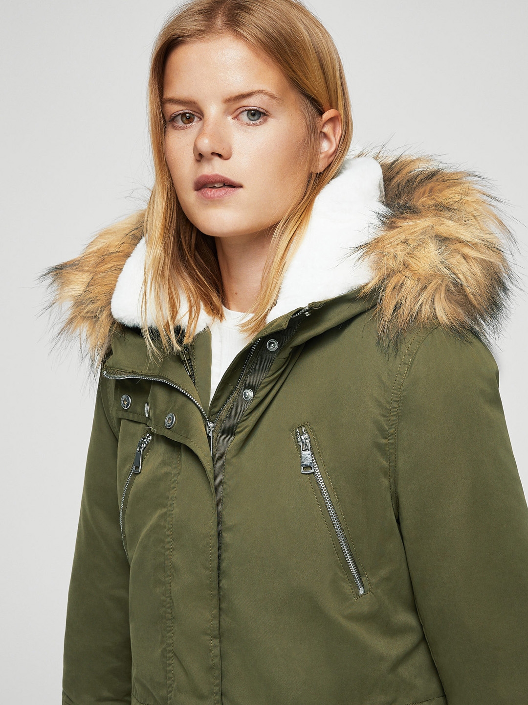 Buy MANGO Women Olive Green Solid Parka Jacket Jackets for Women