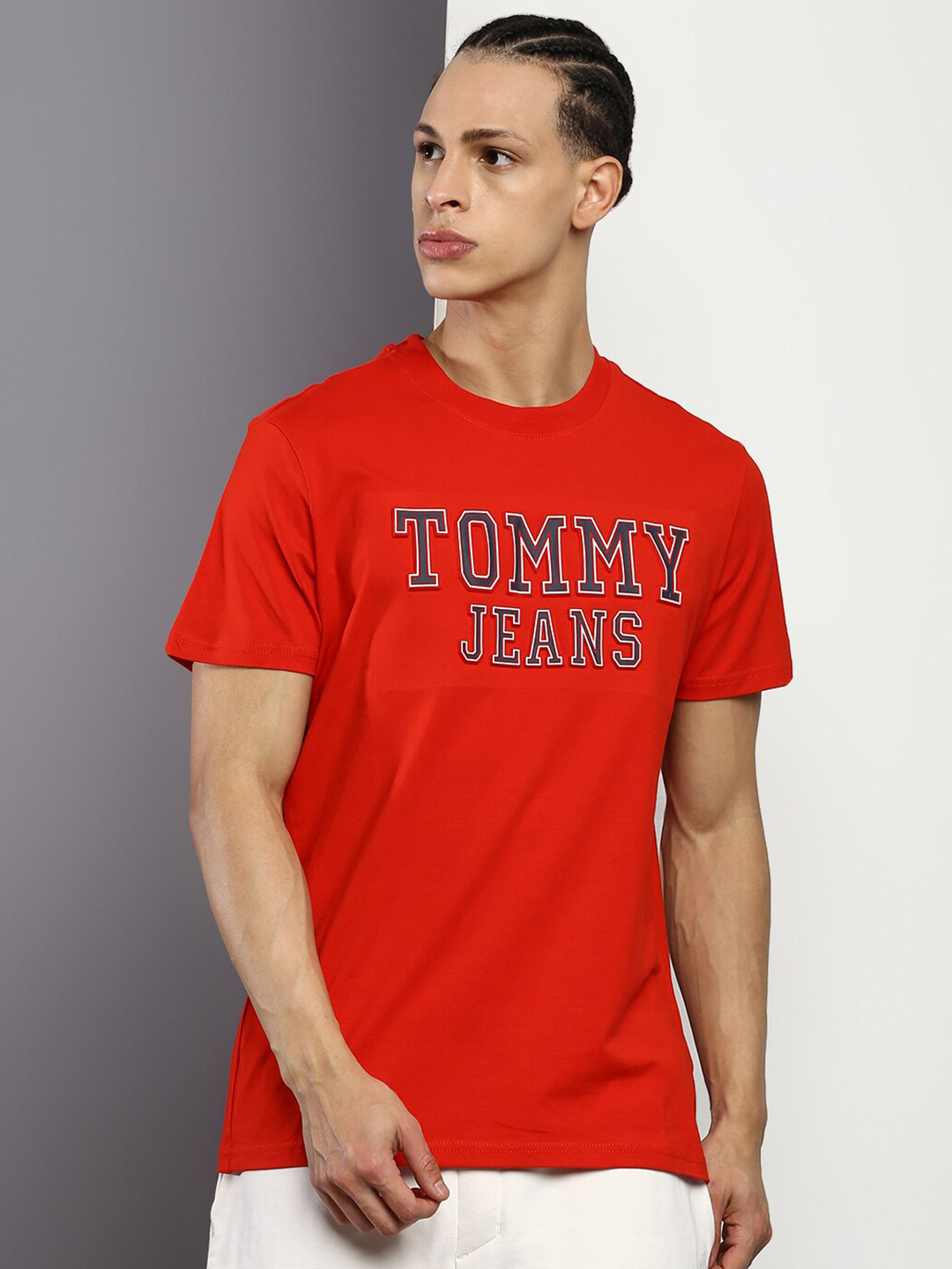 Men's Red Typography Printed Slim Fit T-shirt