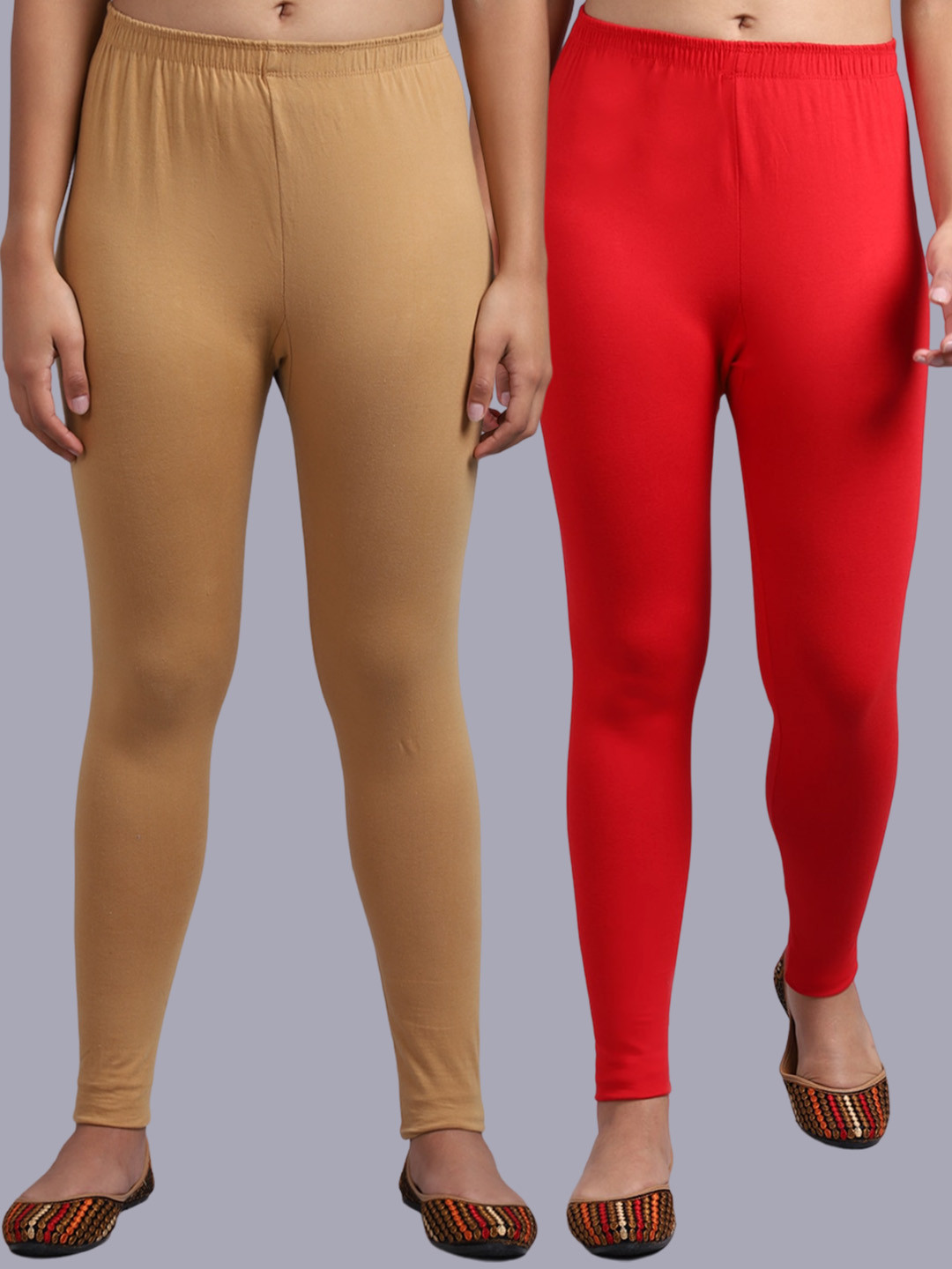 Buy GRACIT Pack Of 2 Cotton Lycra Ankle Length Leggings Leggings for