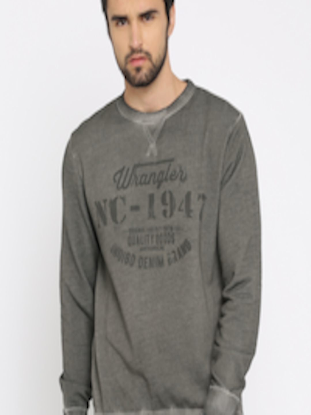 Buy Wrangler Men Grey Printed Sweatshirt - Sweatshirts for Men 2203535 ...