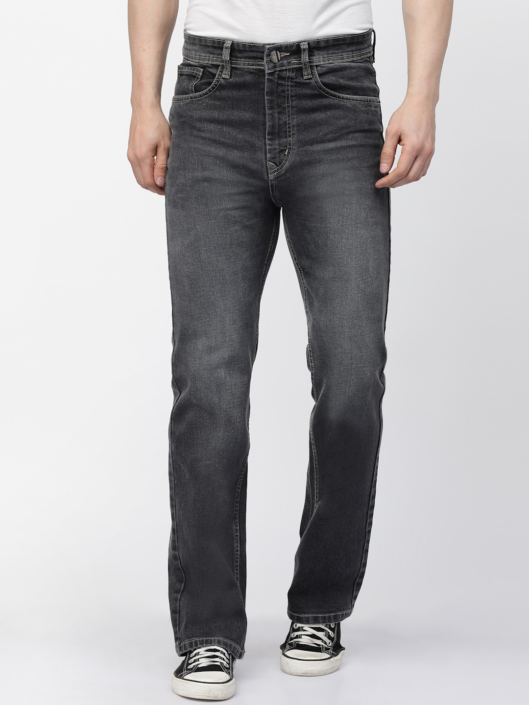 Mens Four Seasons New High-Waist Flared Jeans High-Quality Loose Wide-Leg Casual Pants