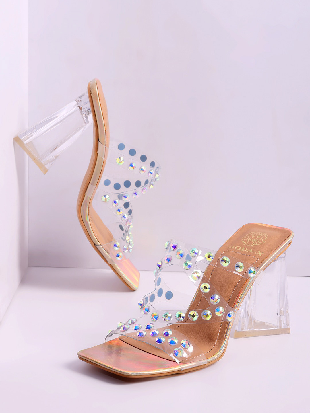 Buy MODA X Embellished Open Toe Block Heels - Heels for Women 22044450 ...