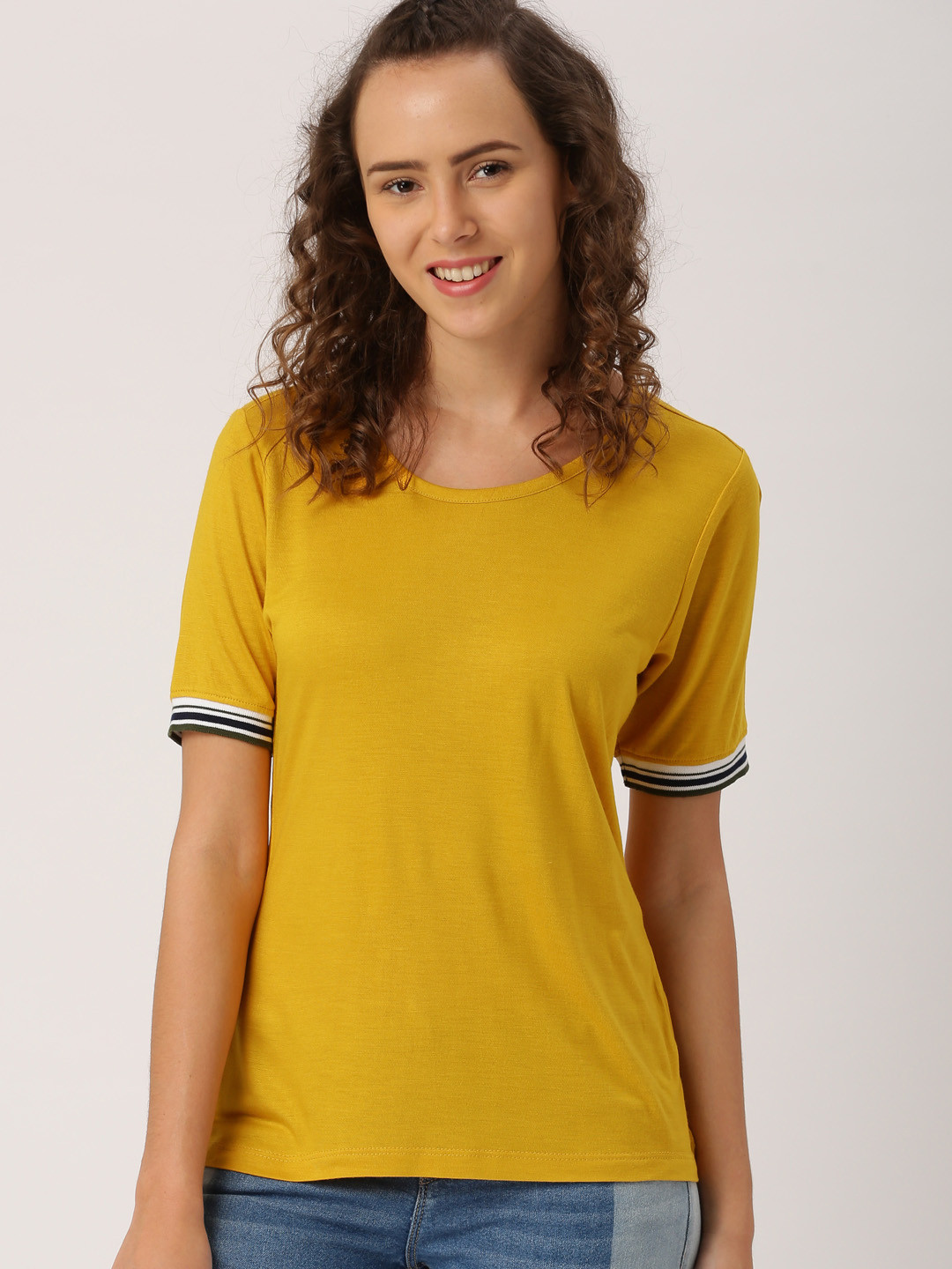 Buy DressBerry Women Mustard Yellow T Shirt Tshirts for Women 2204619