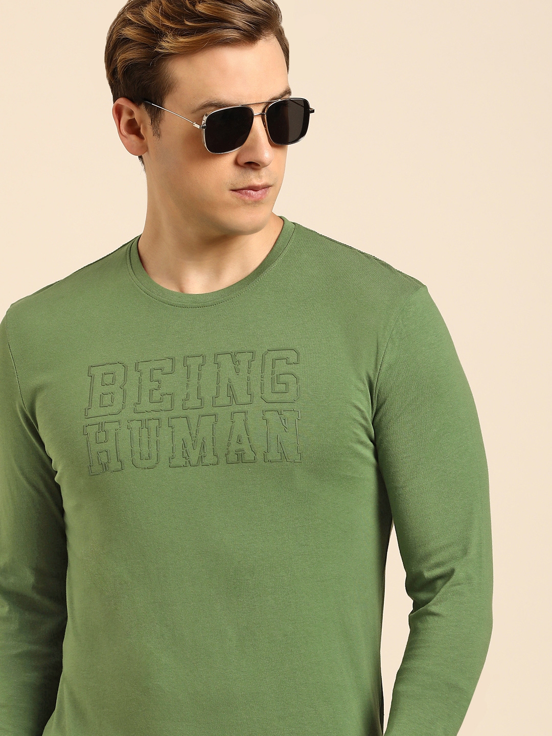 Buy Being Human Brand Logo Pure Cotton Applique T Shirt - Tshirts for ...