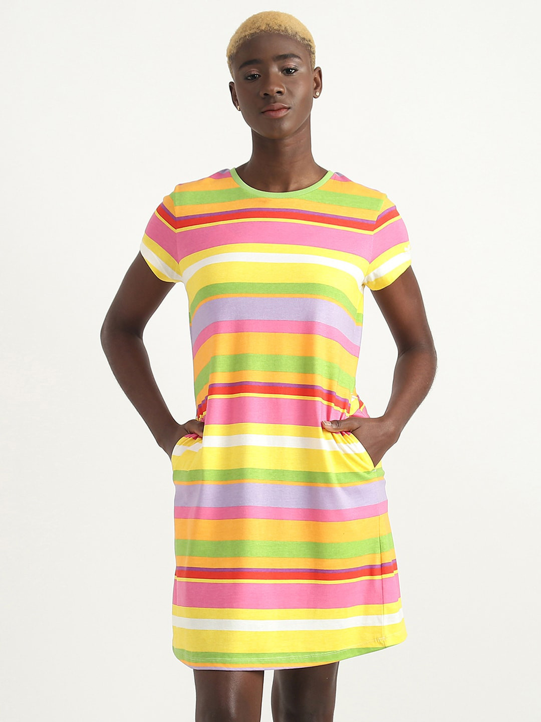 Buy United Colors Of Benetton Striped Cotton T Shirt Dress - Dresses ...