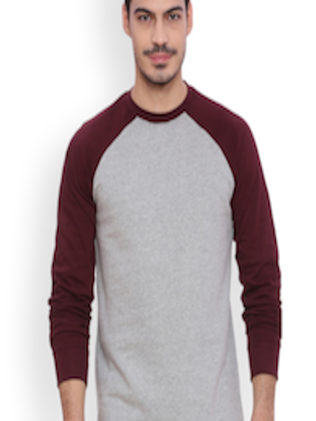 Buy ARISE Men Grey & Maroon Solid Sweatshirt - Sweatshirts for Men ...
