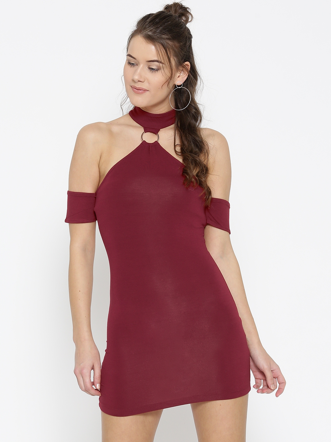 Buy FOREVER 21 Women Maroon Solid Bodycon Dress Dresses