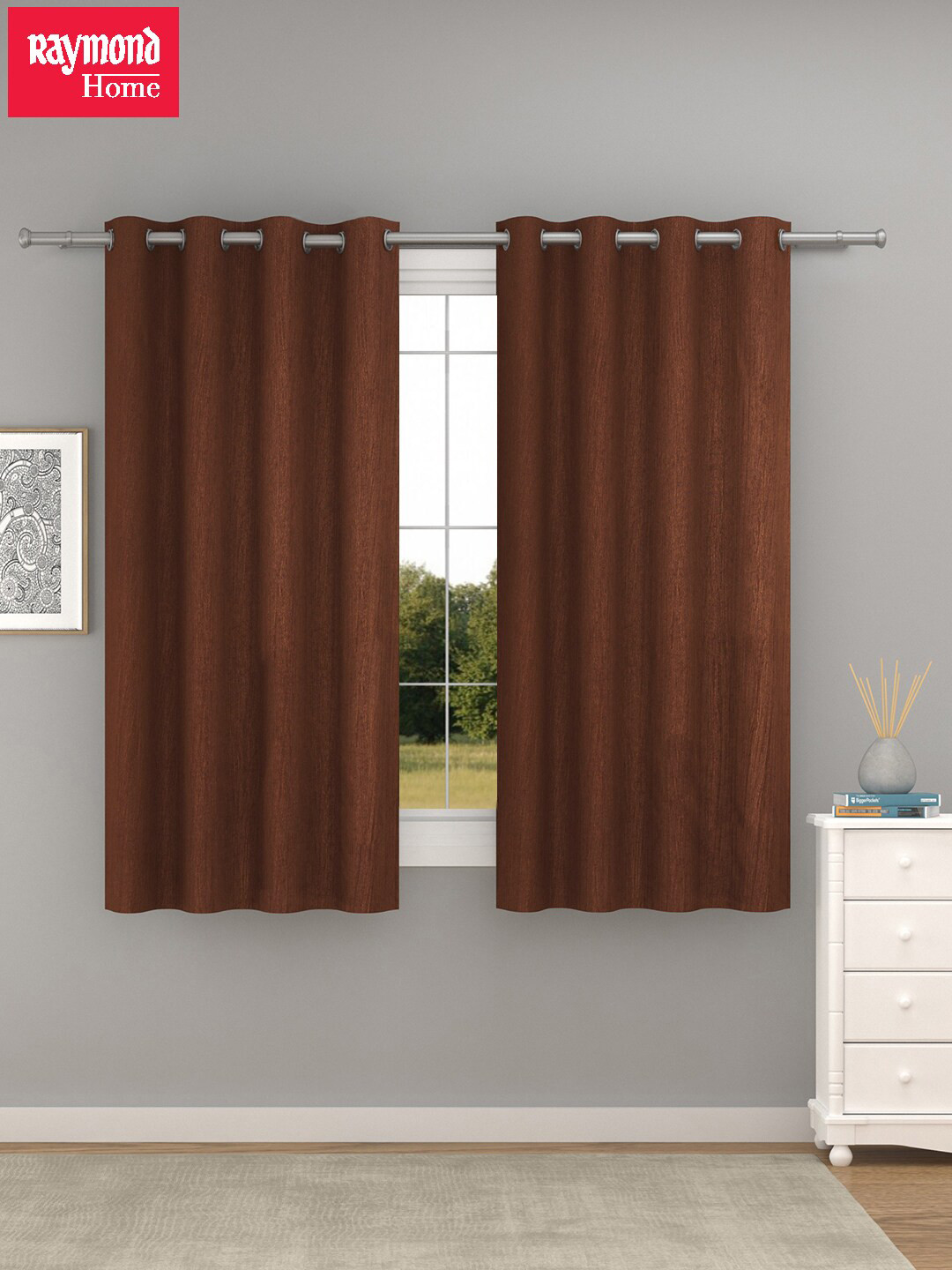 Buy Raymond Home Brown 2 Pcs Solid Window Curtains Curtains And