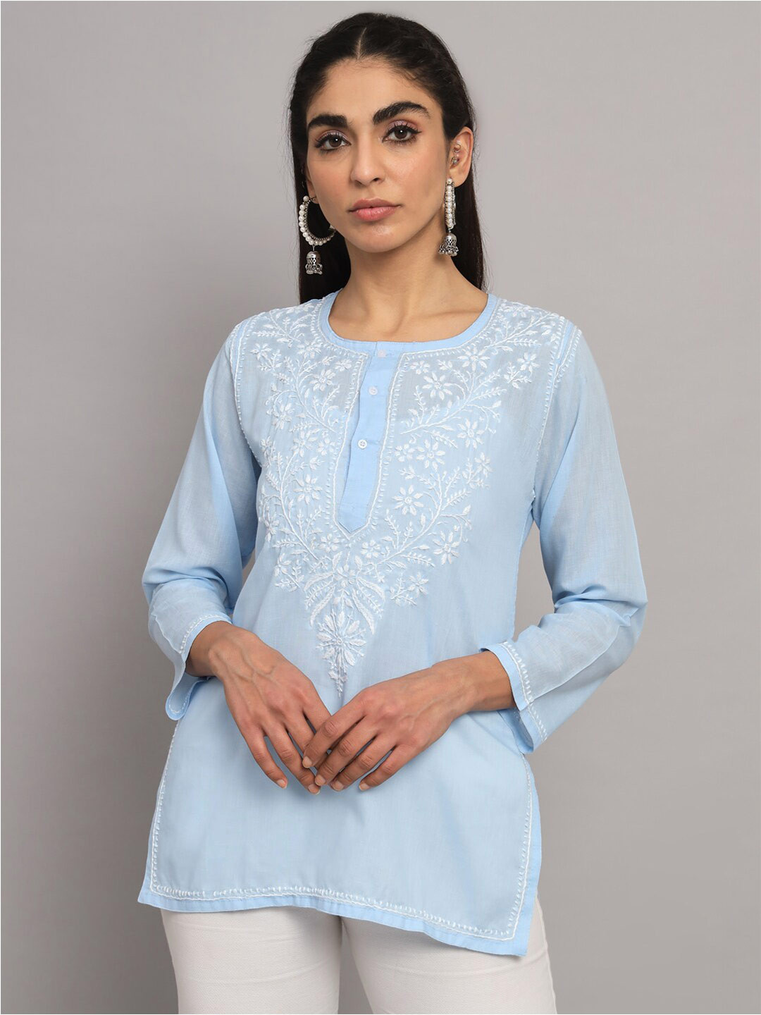 Buy PARAMOUNT CHIKAN Ethnic Motifs Embroidered Chikankari Pure Cotton